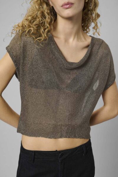 Olly knit waterfall top black amber MEW