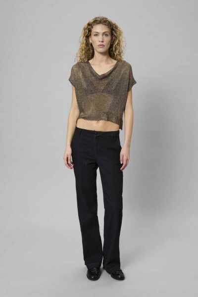 Olly knit waterfall top black amber MEW