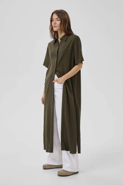 Dias ss boxy shirtdress forest night MEW