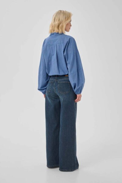 Ilse balloon sleeve shirt clear blue check MEW