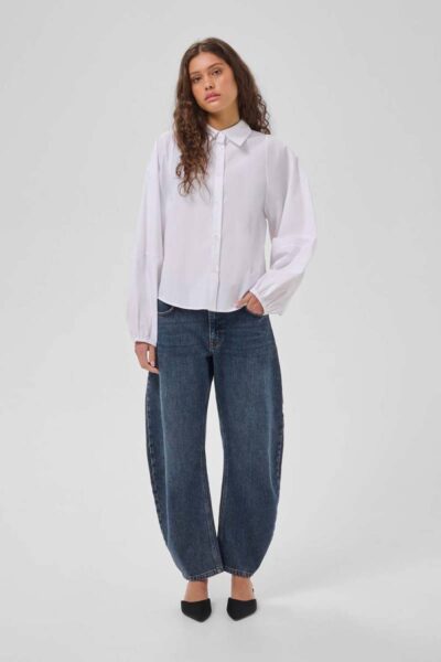 Sunna balloon sleeve shirt bright white MEW