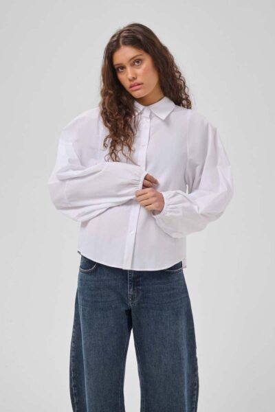 Sunna balloon sleeve shirt bright white MEW