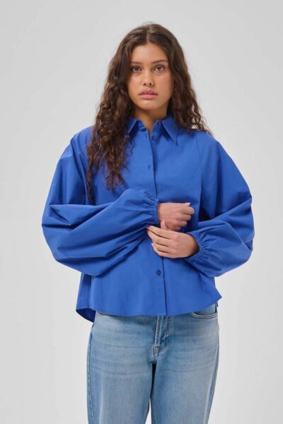 Sunna balloon sleeve shirt beaucoup blue MEW