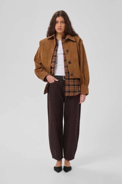 Petra suede pleat jacket bison MEW