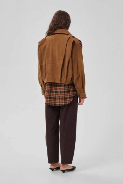 Petra suede pleat jacket bison MEW