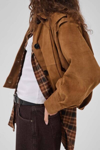 Petra suede pleat jacket bison MEW