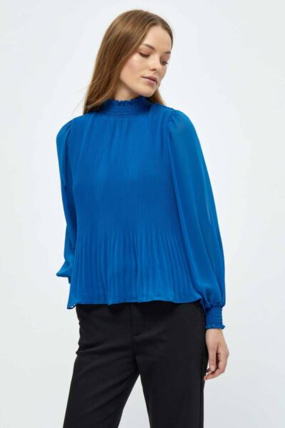 Mia high neck smock blouse snorkel blue Minus