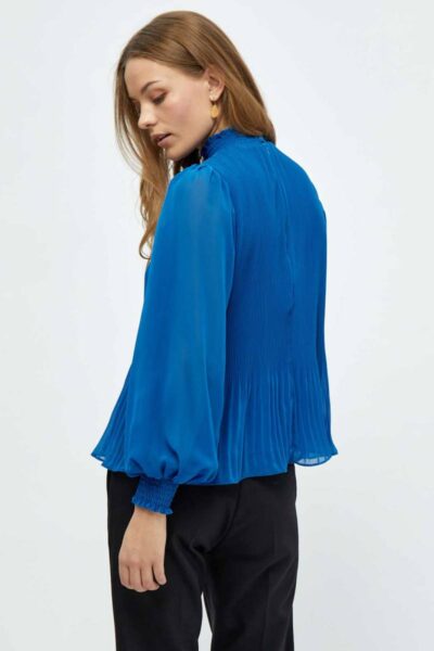 Mia high neck smock blouse snorkel blue Minus