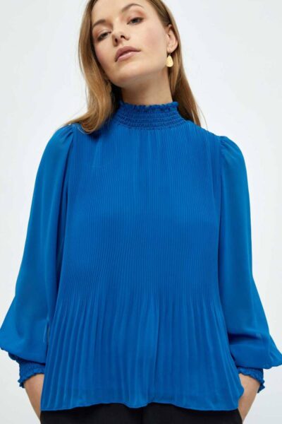 Mia high neck smock blouse snorkel blue Minus