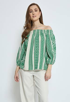 Merilla off shoulder blouse palm green Minus