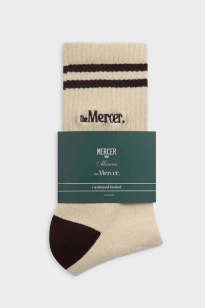 The Mercer socks stripe offwhite/brown