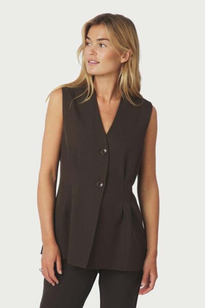 Finna structure vest dark brown Neo Noir