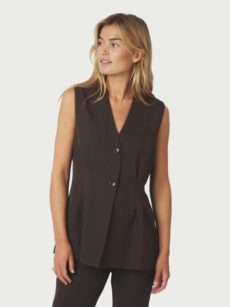 Finna structure vest dark brown Neo Noir