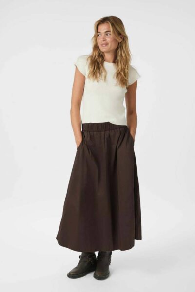 Yara poplin skirt chocolate brown Neo Noir