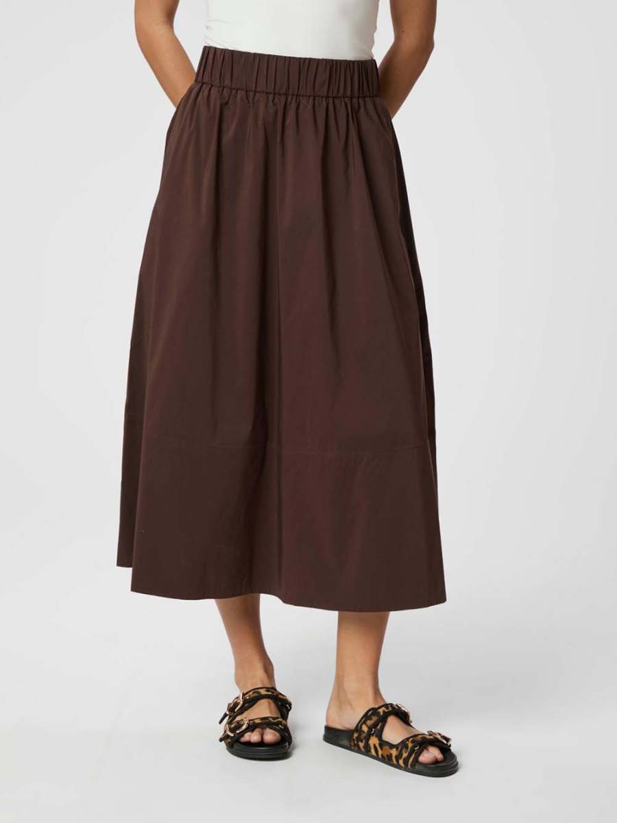 Yara poplin skirt dark brown Neo Noir - Afbeelding 2