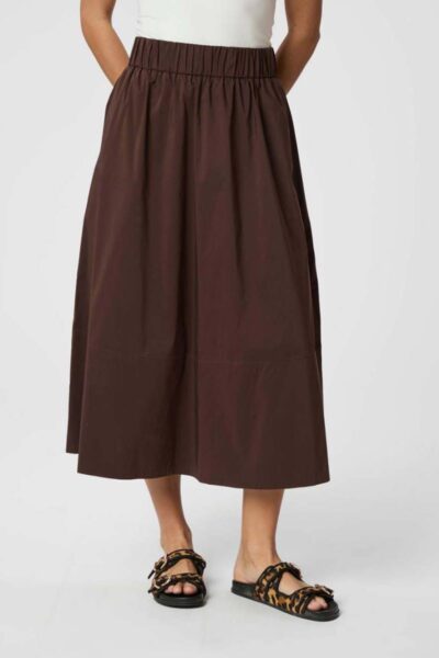 Yara poplin skirt dark brown Neo Noir