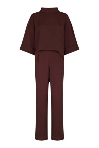 Arlo crepe jumpsuit burgundy Neo Noir