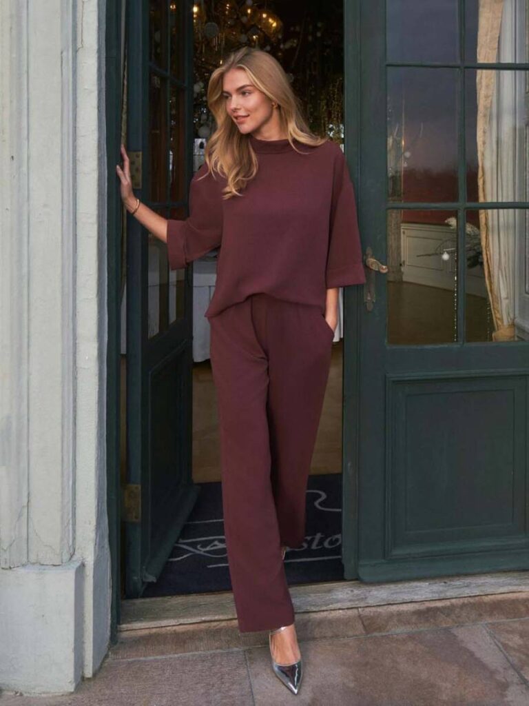 Arlo crepe jumpsuit burgundy Neo Noir