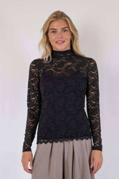 Liza laceflower blouse black Neo Noir