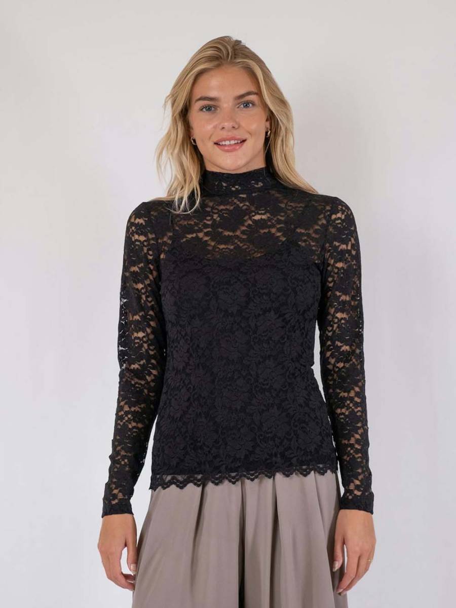 Liza laceflower blouse black Neo Noir - Afbeelding 2
