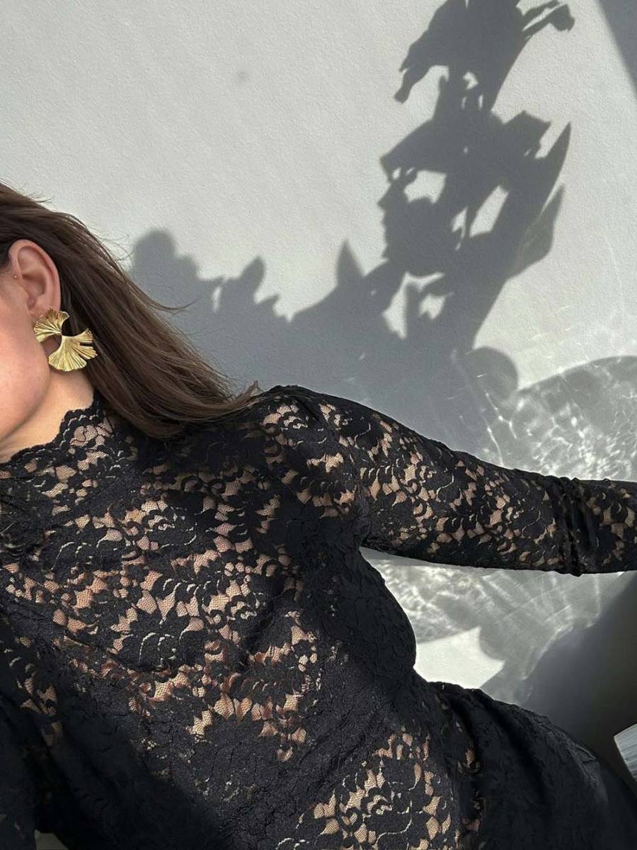 Liza laceflower blouse black Neo Noir - Afbeelding 5