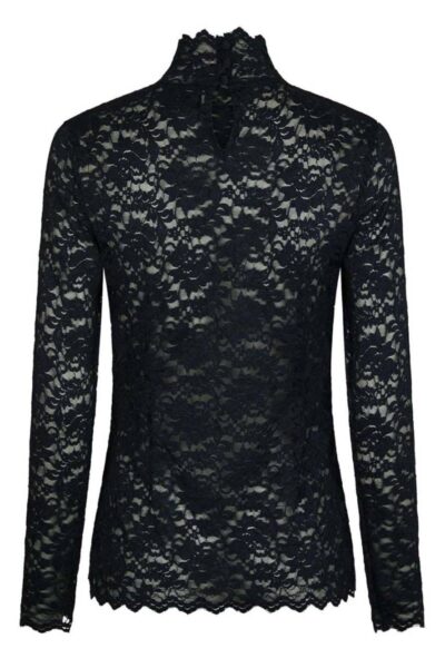 Liza laceflower blouse navy Neo Noir