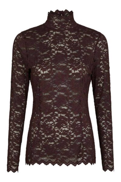 Liza laceflower blouse burgundy Neo Noir