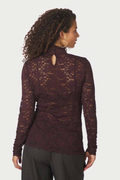 Liza laceflower blouse burgundy Neo Noir