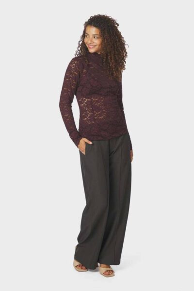 Liza laceflower blouse burgundy Neo Noir