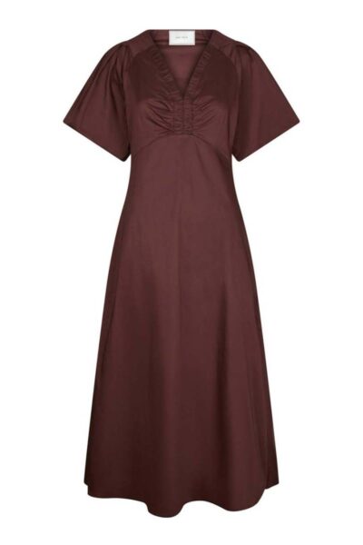 Illana poplin dress burgundy Neo Noir