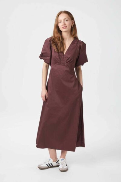 Illana poplin dress burgundy Neo Noir