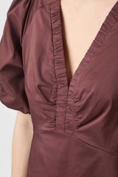 Illana poplin dress burgundy Neo Noir