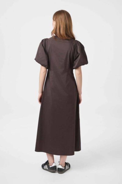 Illana poplin dress chocolate brown Neo Noir
