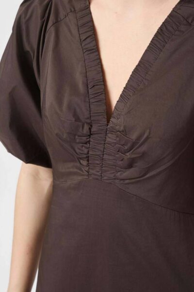 Illana poplin dress chocolate brown Neo Noir