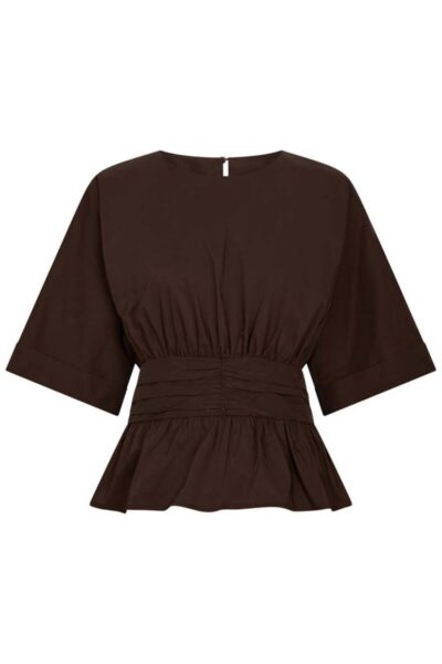 Annegret poplin blouse chocalate brown Neo Noir