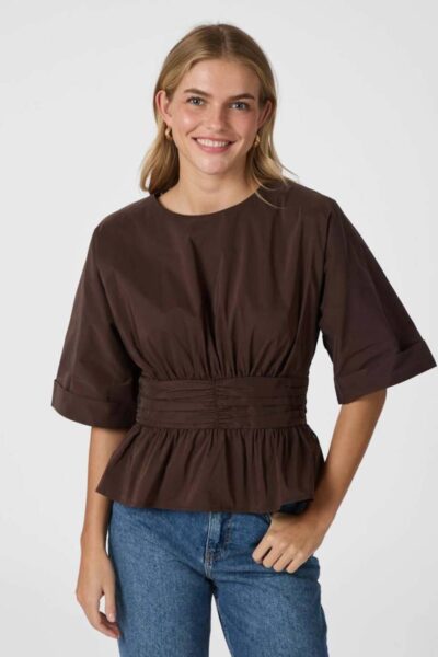 Annegret poplin blouse chocalate brown Neo Noir