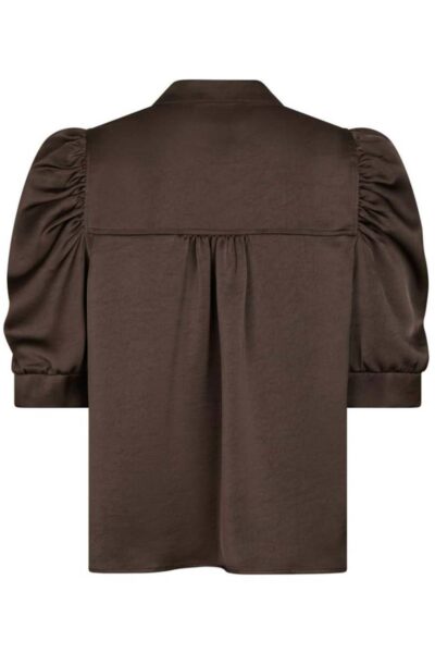 Roella heavy sateen blouse dark brown Neo Noir
