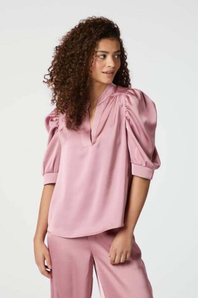 Roella heavy sateen blouse evening rose Neo Noir