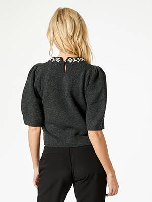 Maia stone knit blouse antracit melange Neo Noir