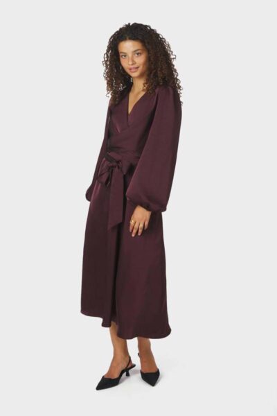 Rimini heavy sateen dress burgundy Neo Noir