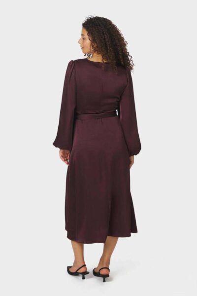 Rimini heavy sateen dress burgundy Neo Noir