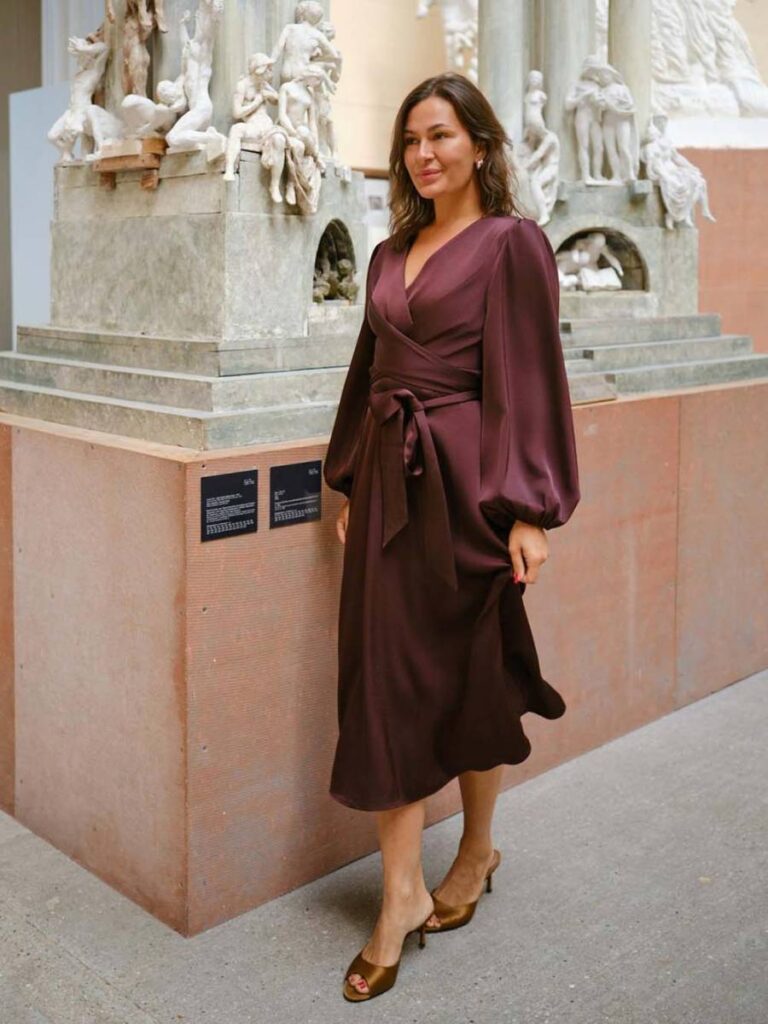 Rimini heavy sateen dress burgundy Neo Noir