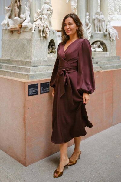 Rimini heavy sateen dress burgundy Neo Noir