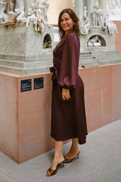 Rimini heavy sateen dress burgundy Neo Noir
