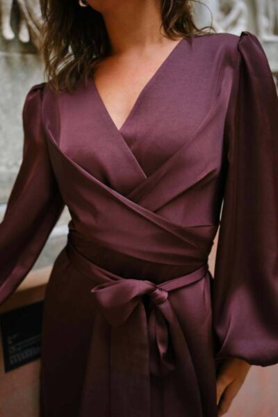 Rimini heavy sateen dress burgundy Neo Noir