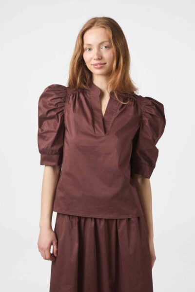 Roella poplin blouse burgundy Neo Noir