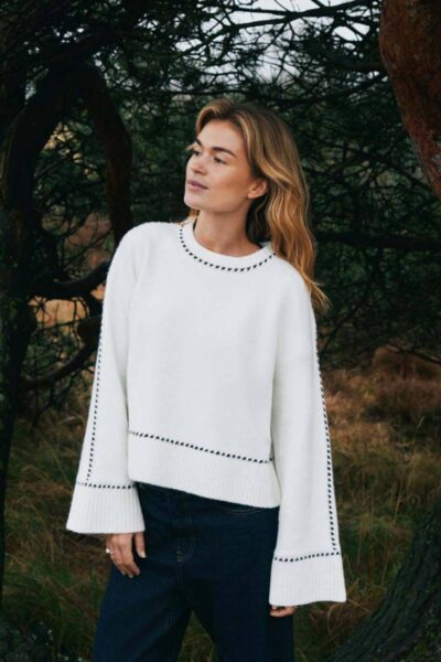 Roeme knit stitch blouse off white Neo Noir