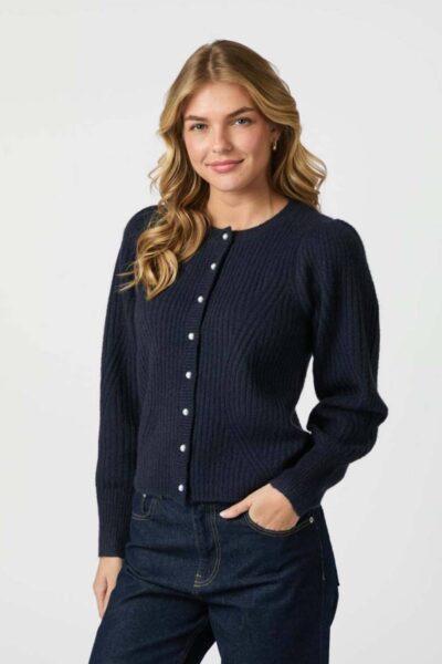 Puli knit cardigan navy Neo Noir