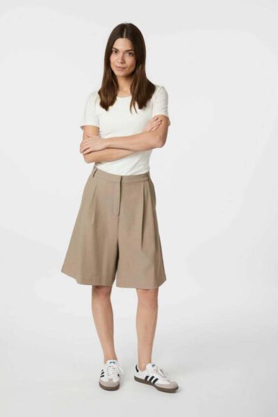 Nika structure bermuda shorts dark taupe Neo Noir