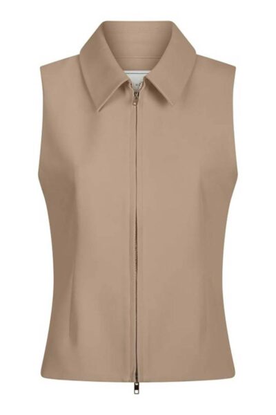 Annabella structure waistcoat dark taupe Neo Noir
